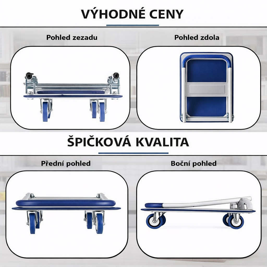 Skladový vozík s plošinou Geko 150 kg – detail kol