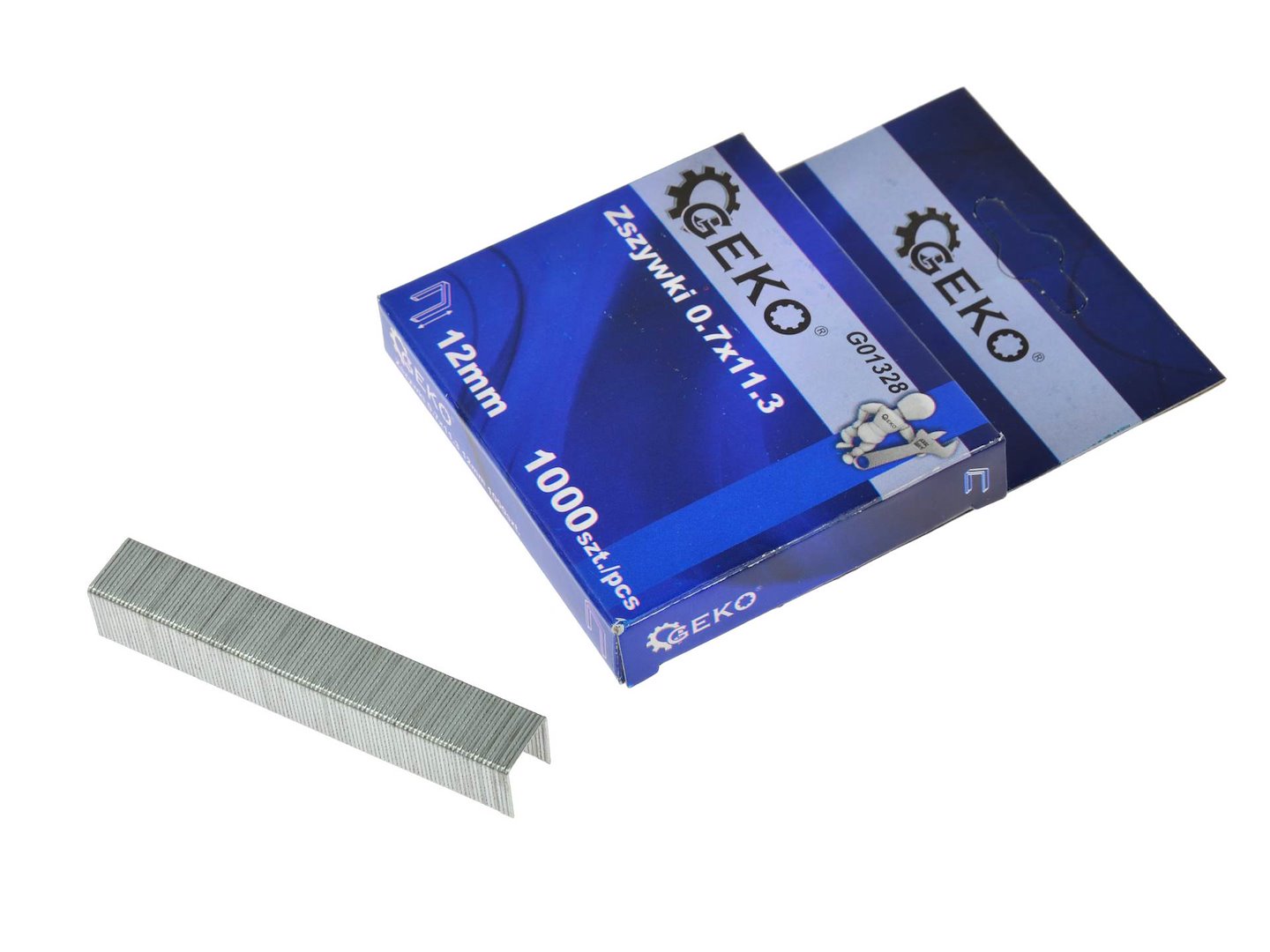 Sponky Typ A 0,7×11,3 mm 12 mm 1000 ks Geko – celkový pohled na balení