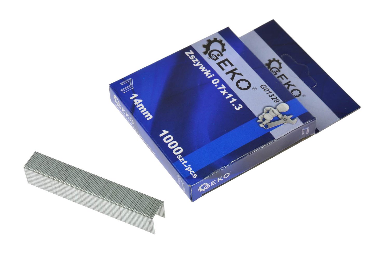 Sponky Typ A 0,7x11,3 14 mm 1000 ks Geko – celkový pohled na balení