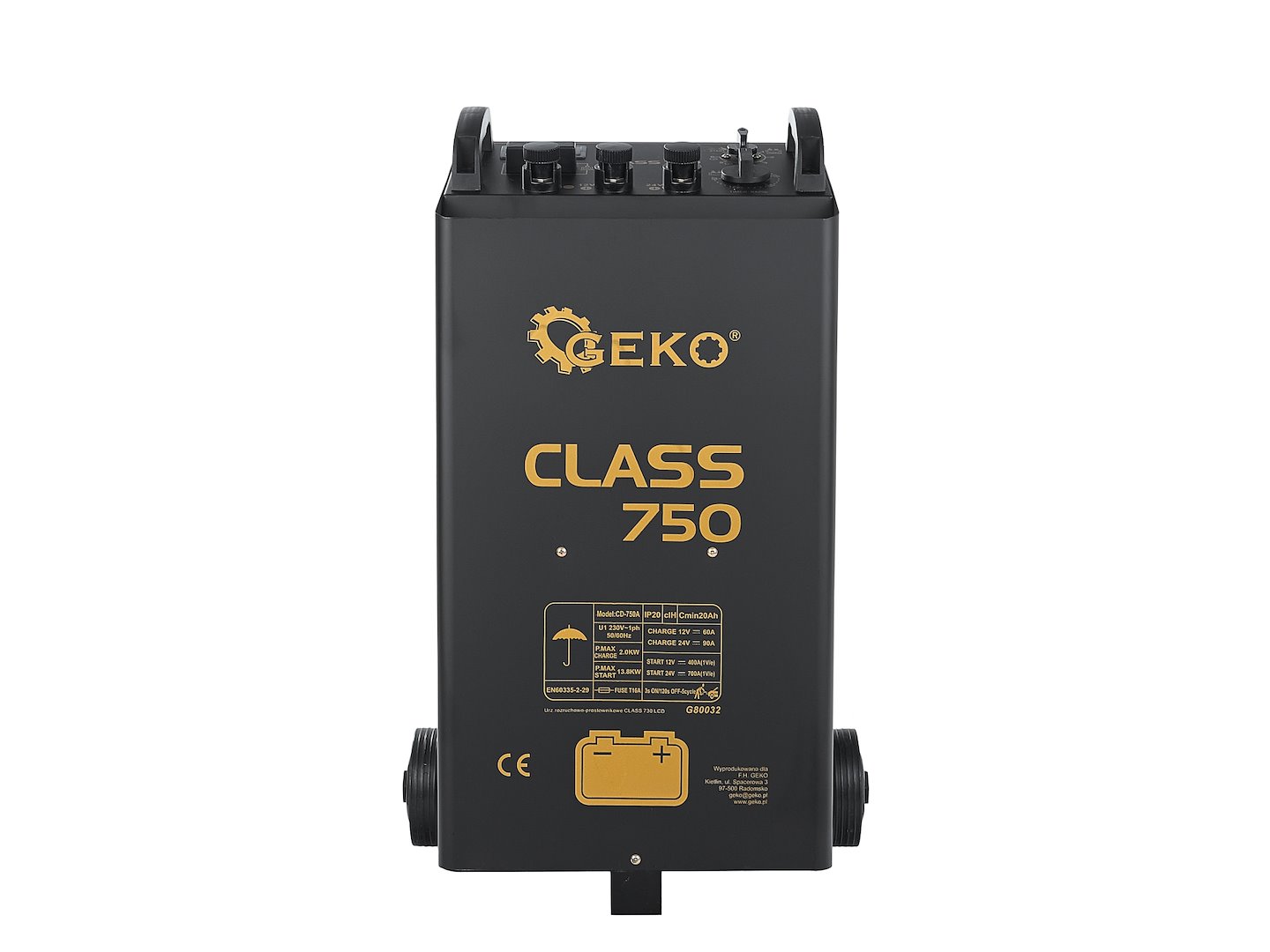 Geko CLASS 750 LCD – nabíjecí kabely se svorkami
