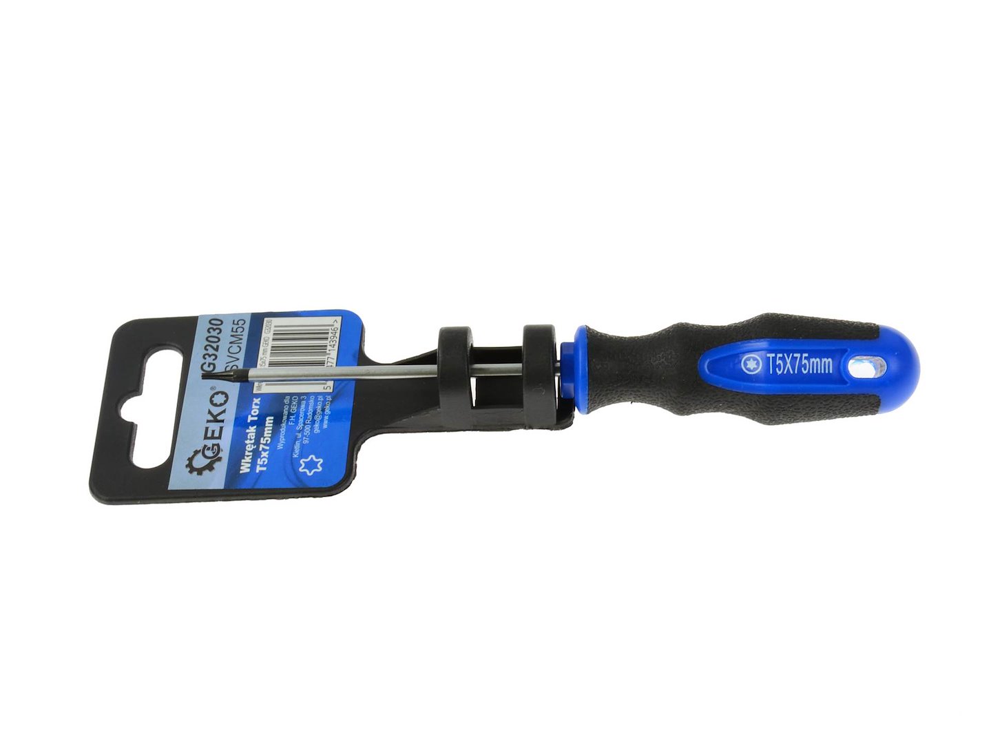 Šroubovák Torx T5×75 mm GEKO – detail rukojeti a dříku