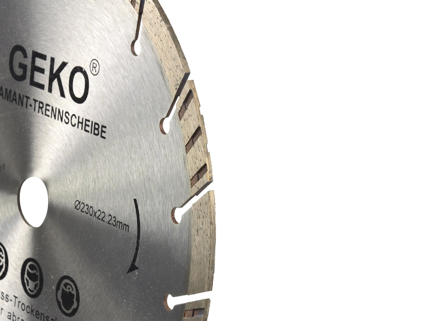 Ochranný štít průměr 230 mm šedý s laserem Geko – detail konstrukce