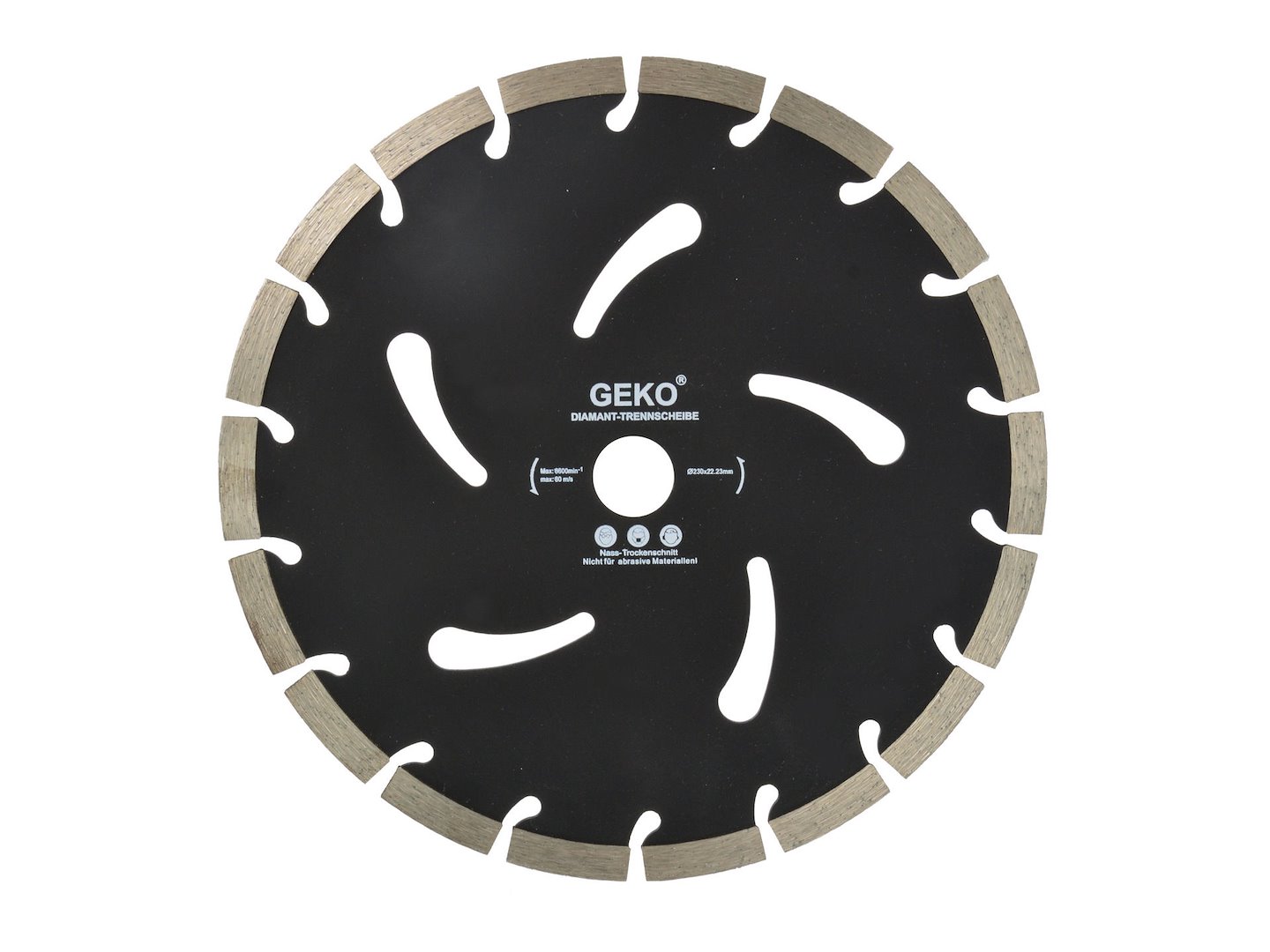 Ochranný štít 230 x 22,2 x 10 mm černý Geko – pohled zepředu