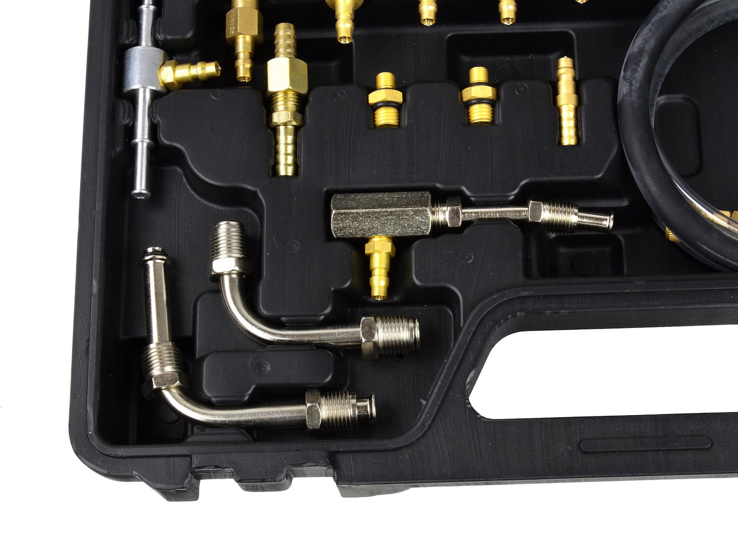 Tester tlaku vstřikování Geko G02650 – detail hadice a konektorů