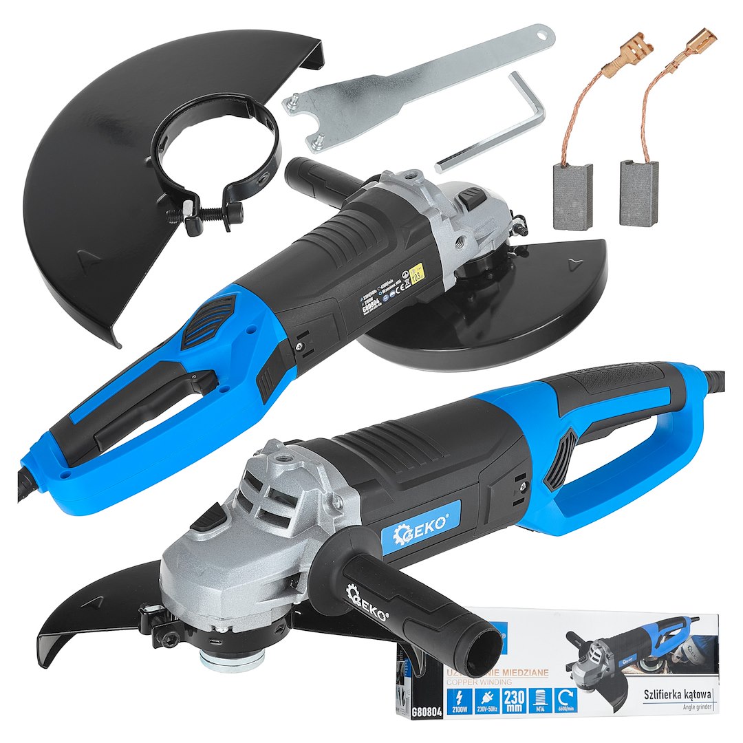 Úhlová bruska Geko 230 mm 2100 W – celkový pohled