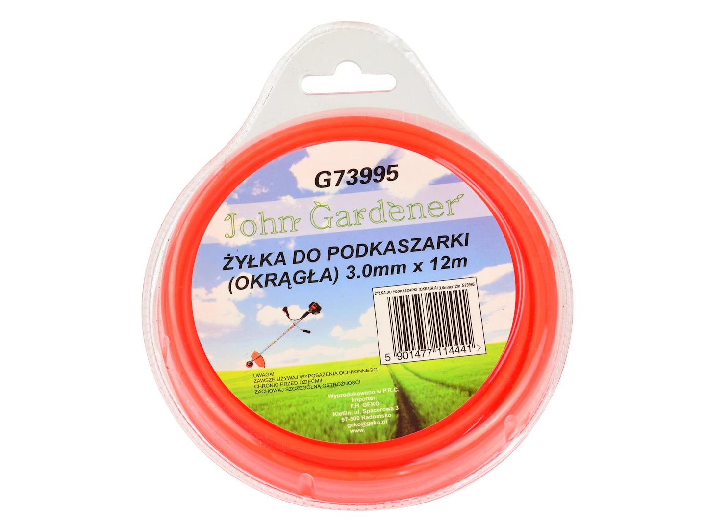 Vlákno pro sekačku kulaté 3 mm x 12 m Geko – celkový pohled na balení