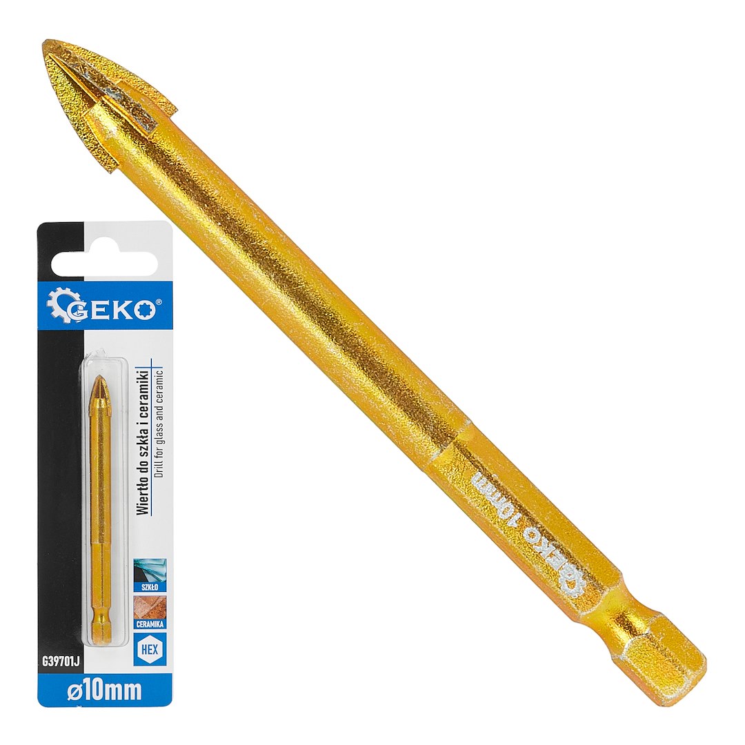 Vrták do skla a keramiky HEX 10 mm – celkový pohled na vrták