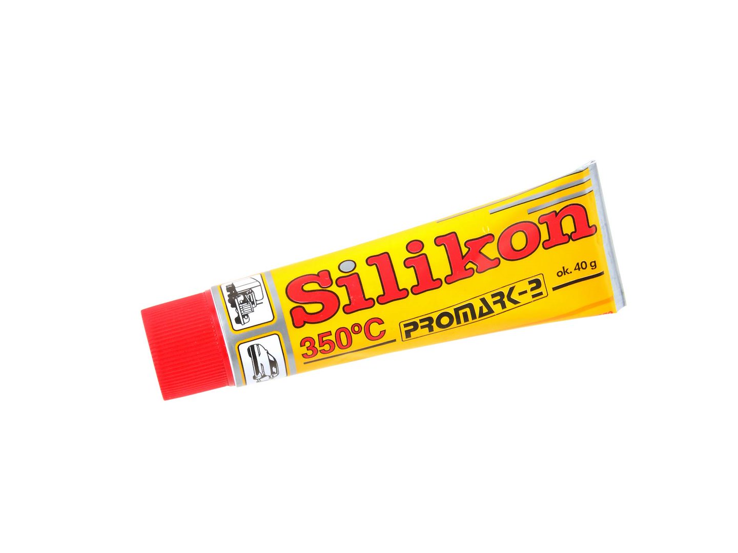 Vysokoteplotní silikon červený 40 g Geko G82050 – tuba s produktem