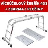 7v1 Multifunkční hliníkový žebřík 4x3 PROFI + ZDARMA 2x PODLÁŽKA
