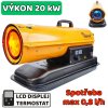 Naftová horkovzdušná turbína Ondragon 20 kW - Termostat, 12l nádrž, LCD Displej