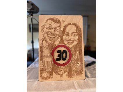 Karikatura na dřevo A3
