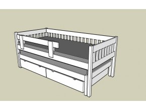 jednolůžko antonín s přistýlkou, se šuplíky a odnímatelnou zábranou