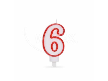 Číslová sviečka so stojančekom "6" 75mm [1 ks]