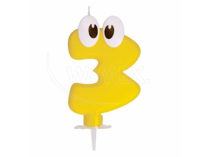Číslová sviečka so stojančekom "3" 80mm [1 ks]