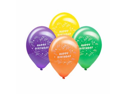Nafukovací balónik "HAPPY BIRTHDAY" farebný mix Ø25cm `M` [100 ks]