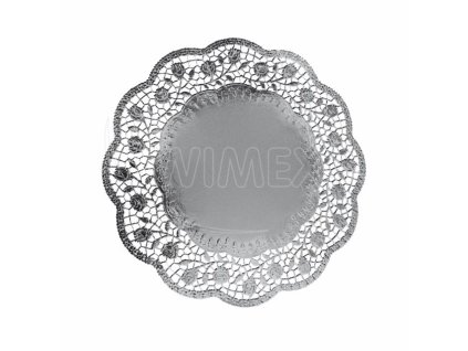 Dekoračná krajka (PAP/ALU) okrúhla strieborná Ø32cm [4 ks]