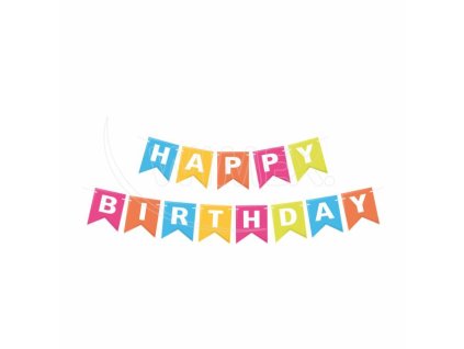 Papierová girlanda sada "HAPPY BIRTHDAY" 16 x 20 cm písmená + 5m šnúrka [1 sada]
