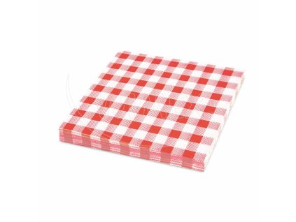 Obrúsok (PAP FSC Mix) 1vrstvý Karo červený 33 x 33 cm [100 ks]
