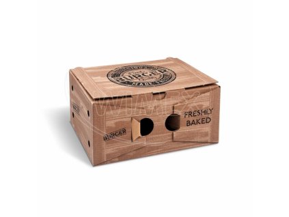 Burger box (mikrovlnitá lepenka) 2dielny kraft s potlačou 210 x 160 x 100 mm [100 ks]