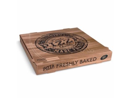 Krabica na pizzu (mikrovlnitá lepenka) H4 kraft s potlačou 50 x 50 x 5 cm [100 ks]