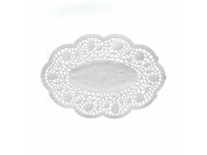 Dekoračná krajka (PAP) oválna biela 36 x 28 cm [100 ks]