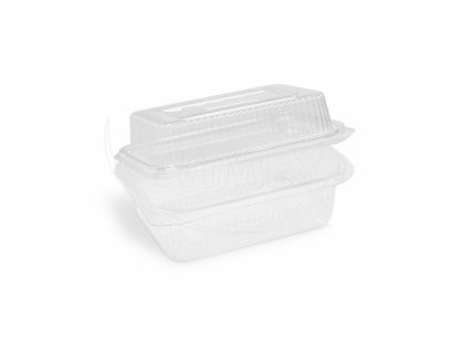 Miska (rPET) s viečkom hranatá priehľadná 750 + 400 ml [50 ks]