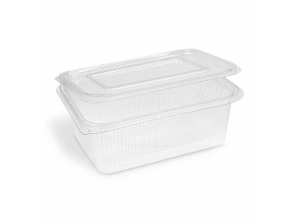 Miska (rPET) s viečkom hranatá priehľadná 2000ml [50 ks]