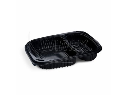 Menu misa do mikrovlnky (PP) ECONOMY 2dielna čierna 240 x 210 mm 1100ml [100 ks]