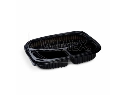 Menu misa do mikrovlnky (PP) ECONOMY 3dielna čierna 240 x 210 mm 1000ml [100 ks]