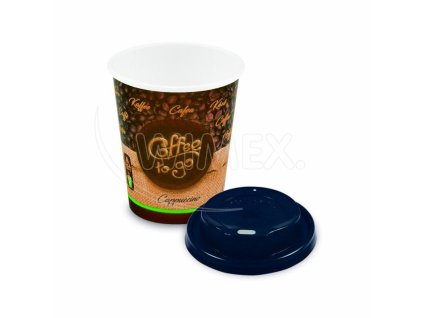 Papierový pohár (PAP/PE) "Coffee to go" Ø80mm 280ml `0,2L/8oz/M` + viečko [10 sád]