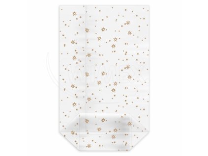 Vrecko číre (OPP) s krížovým dnom Hviezdy zlaté 18 x 30 + 7,5 cm [100 ks]