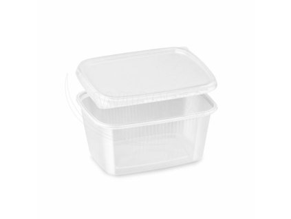 Miska (PP) hranatá priehľadná 250ml + viečko [5 x 50 sád]