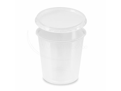Miska (PP) okrúhla priehľadná 500ml + viečko [5 x 50 sád]