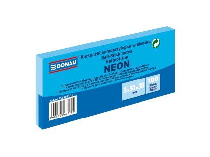 Samolepiaci bloček Donau neónový 38x51 modrý/3ks