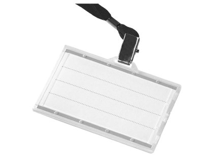 Visačka na plastovú kartu s čiernym remienkom DONAU 85x50mm 50ks