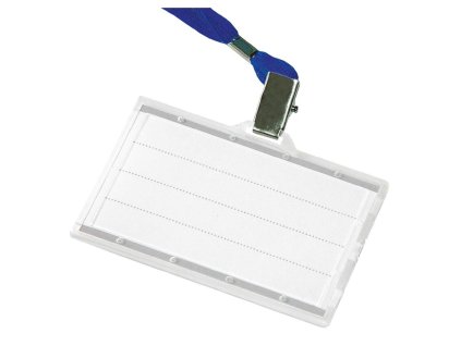 Visačka na plastovú kartu s modrým remienkom DONAU 85x50mm 50ks