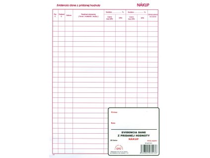 Evidencia DPH - NÁKUP, A4 20 listov