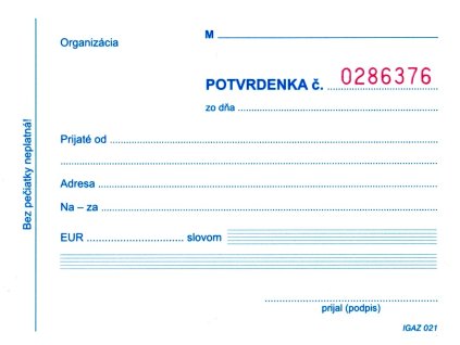 Potvrdenka s juxtou A6    3x25 listov