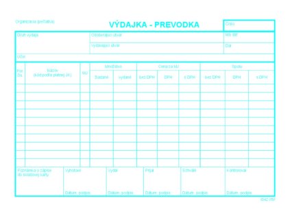 Výdajka - prevodka s DPH   A5, 100 listov