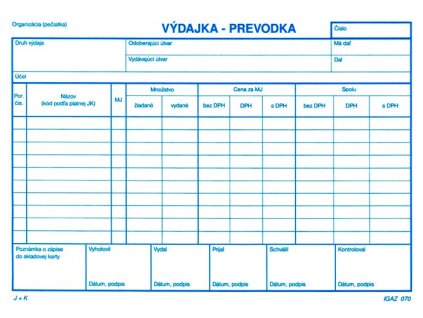 Výdajka-prevodka A5 samoprepis s DPH