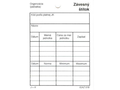 Závesný štítok A7 na výšku - kartón