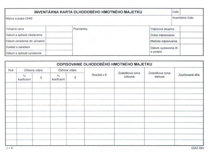 Inventárna karta DHM A5