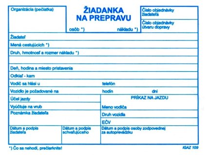 Žiadanka na prepravu        A6 100 list