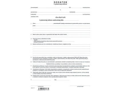 Dodatok k pracovnej zmluve A4