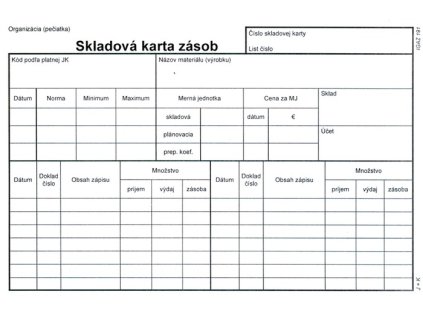 Skladová karta  A5 - typ A