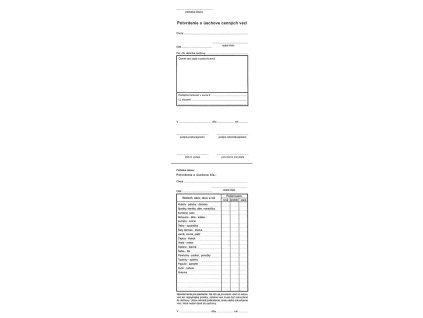 Potvrdenie o úschove cenných vecí