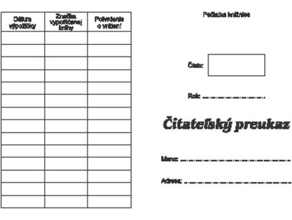 Čitateľský preukaz - kartón A6