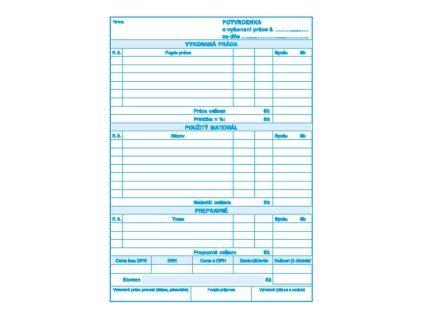 Potvrdenka o vykonaní práce   A5 samopr.