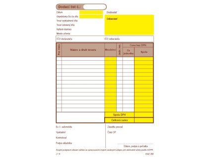 Dodací list A5 - dvojfarebný