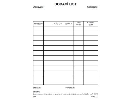 Dodací list A6 - 100 listov, samoprepis